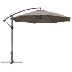 Parasol Déporté Ø 300 Cm En Aluminium Et Toile Polyester - Taupe