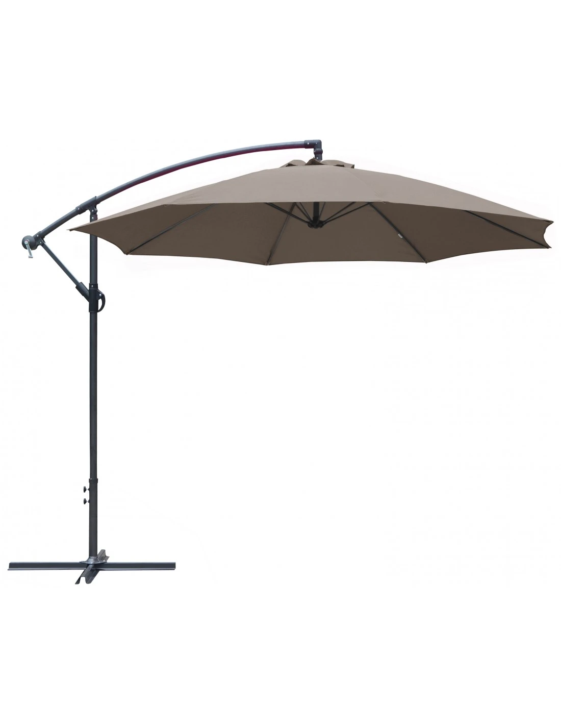 Parasol Déporté Ø 300 Cm En Aluminium Et Toile Polyester - Taupe 1 Parasol Déporté Ø 300 Cm En Aluminium Et Toile Polyester - Taupe