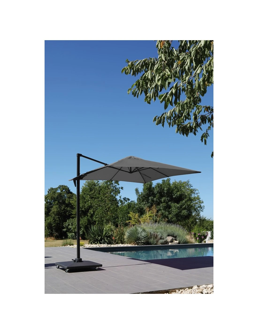 Parasol Déporté Roma 2,5 X 2,5 M - Aluminium Inclinable Et Rotatif - Grey / Taupe 2 Parasol Déporté Roma 2,5 X 2,5 M - Aluminium Inclinable Et Rotatif - Grey / Taupe – Image 2