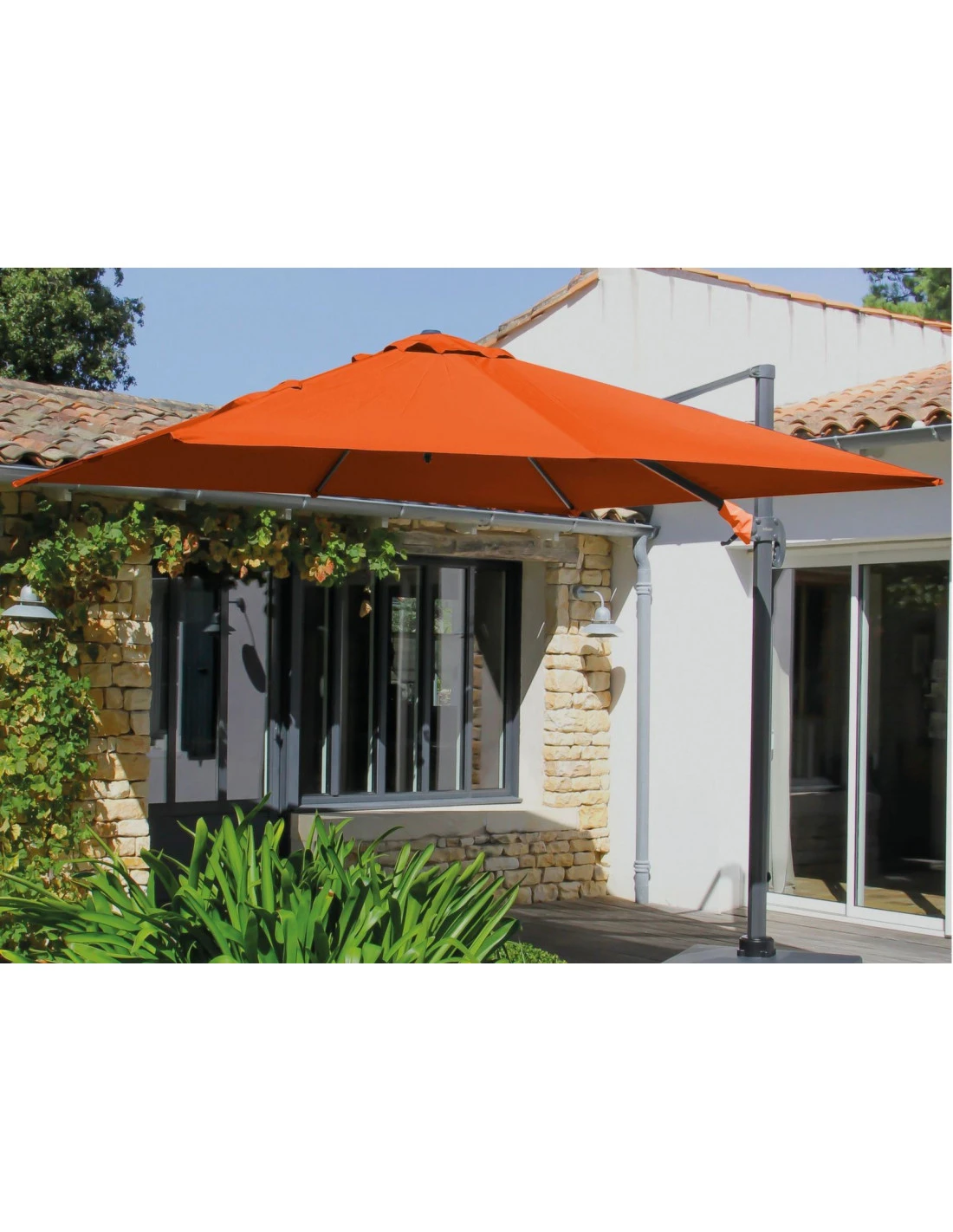 Parasol Déporté Roma 3 X 3 M - Aluminium Et Polyester - Inclinable Et Orientable - Grey / Paprika 2 Parasol Déporté Roma 3 X 3 M - Aluminium Et Polyester - Inclinable Et Orientable - Grey / Paprika – Image 2