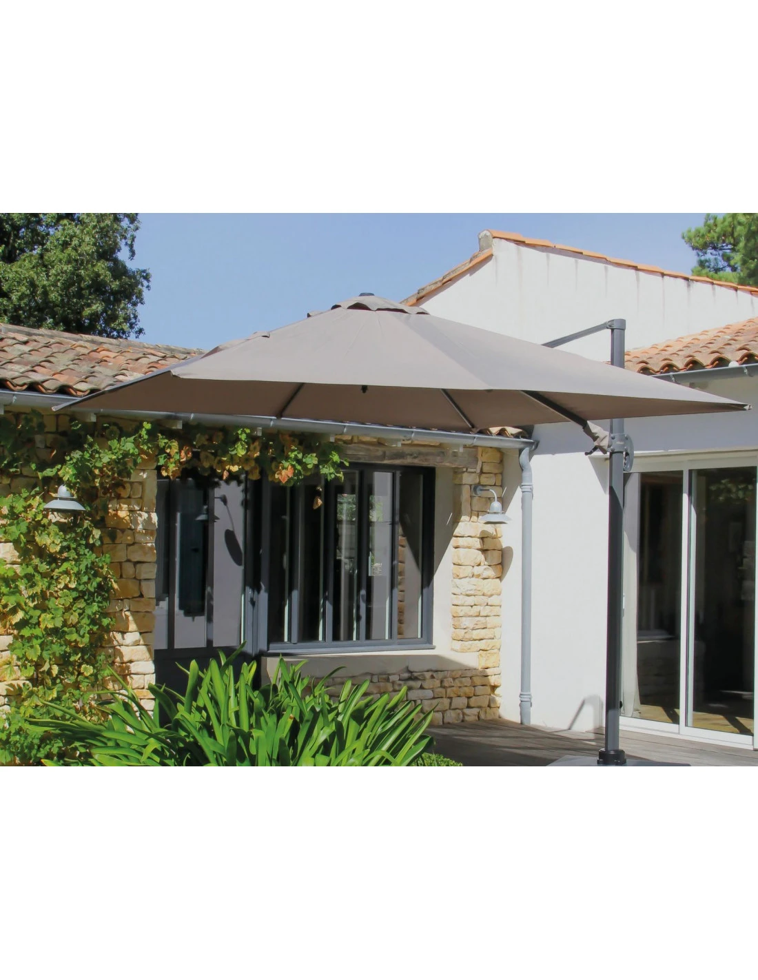 Parasol Déporté Roma 3 X 3 M - Aluminium Et Polyester - Inclinable Et Orientable - Grey / Taupe 2 Parasol Déporté Roma 3 X 3 M - Aluminium Et Polyester - Inclinable Et Orientable - Grey / Taupe – Image 2