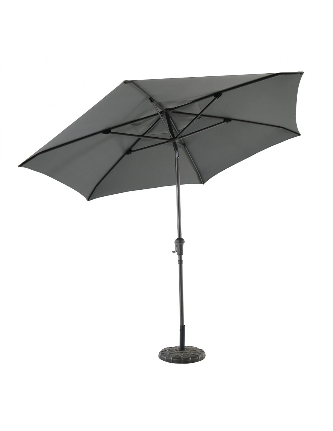 Parasol Droit à Manivelle Rond Ø 3m - Anthracite 2 Parasol Droit à Manivelle Rond Ø 3m - Anthracite – Image 2