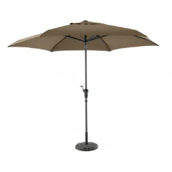 Parasol Droit à Manivelle Rond Ø 3m - Taupe