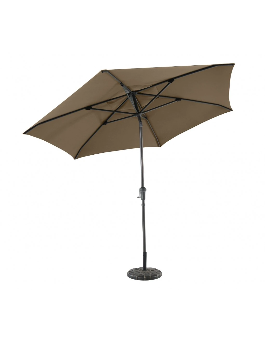 Parasol Droit à Manivelle Rond Ø 3m - Taupe 2 Parasol Droit à Manivelle Rond Ø 3m - Taupe – Image 2