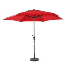 Parasol Droit à Manivelle Rond Ø 3m - Rouge