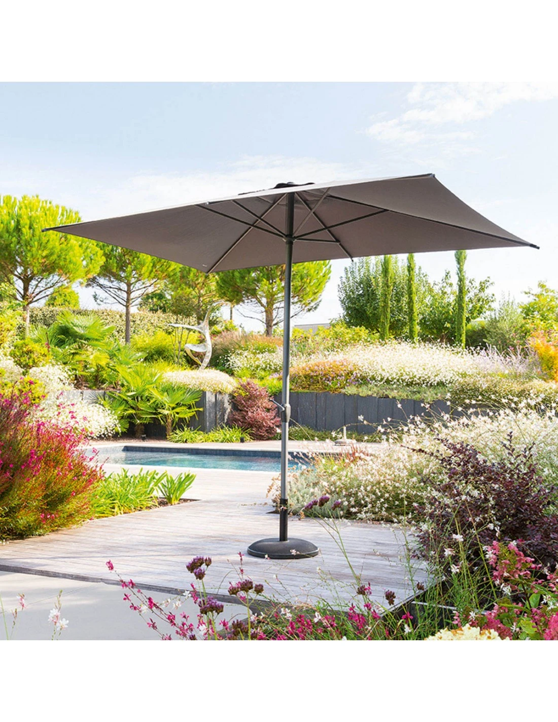 Parasol Droit Loompa Rectangulaire 2 X 3 M à Manivelle - Taupe 8 Parasol Droit Loompa Rectangulaire 2 X 3 M à Manivelle - Taupe – Image 8