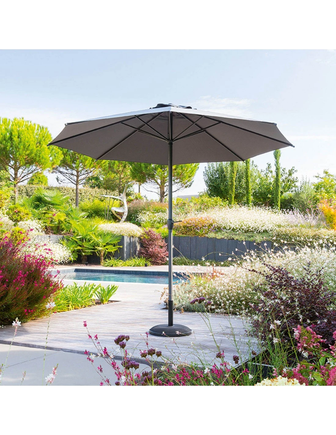 Parasol Droit Loompa Rond Ø3m à Manivelle 1 Parasol Droit Loompa Rond Ø3m à Manivelle