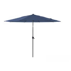 Parasol Droit ø 350 Cm En Aluminium Grey à Manivelle - Bleu