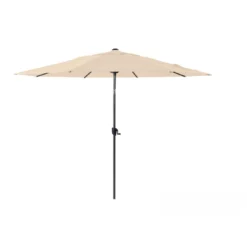 Parasol Droit ø 350 Cm En Aluminium Grey à Manivelle - Ecru