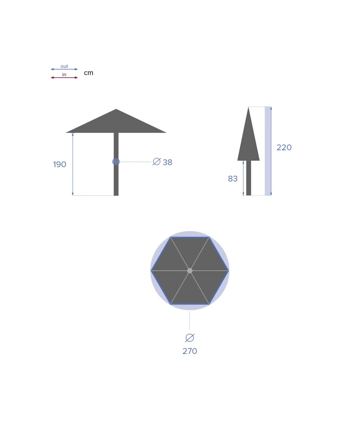Parasol Droit Rond Soya Ø2.7m - Acier Et Polyester - Ardoise 5 Parasol Droit Rond Soya Ø2.7m - Acier Et Polyester - Ardoise – Image 5