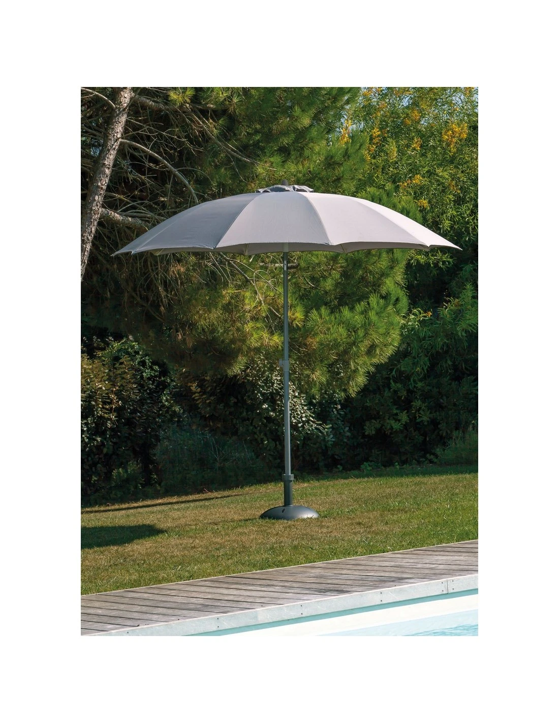 Parasol Rond 270/ 10 Baleines Fibre De Verre Coloris Au Choix - Gris 2 Parasol Rond 270/ 10 Baleines Fibre De Verre Coloris Au Choix - Gris – Image 2