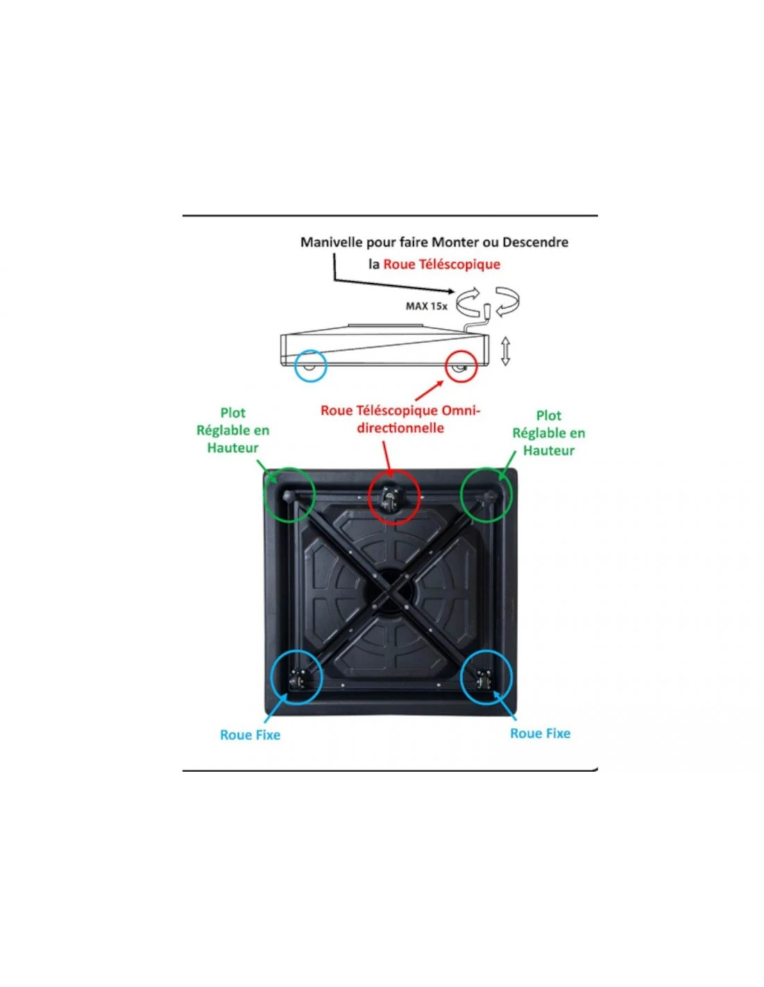 Pied à Remplir Sur Roues 100 Kg Parasol Déporté 3 Pied à Remplir Sur Roues 100 Kg Parasol Déporté – Image 3