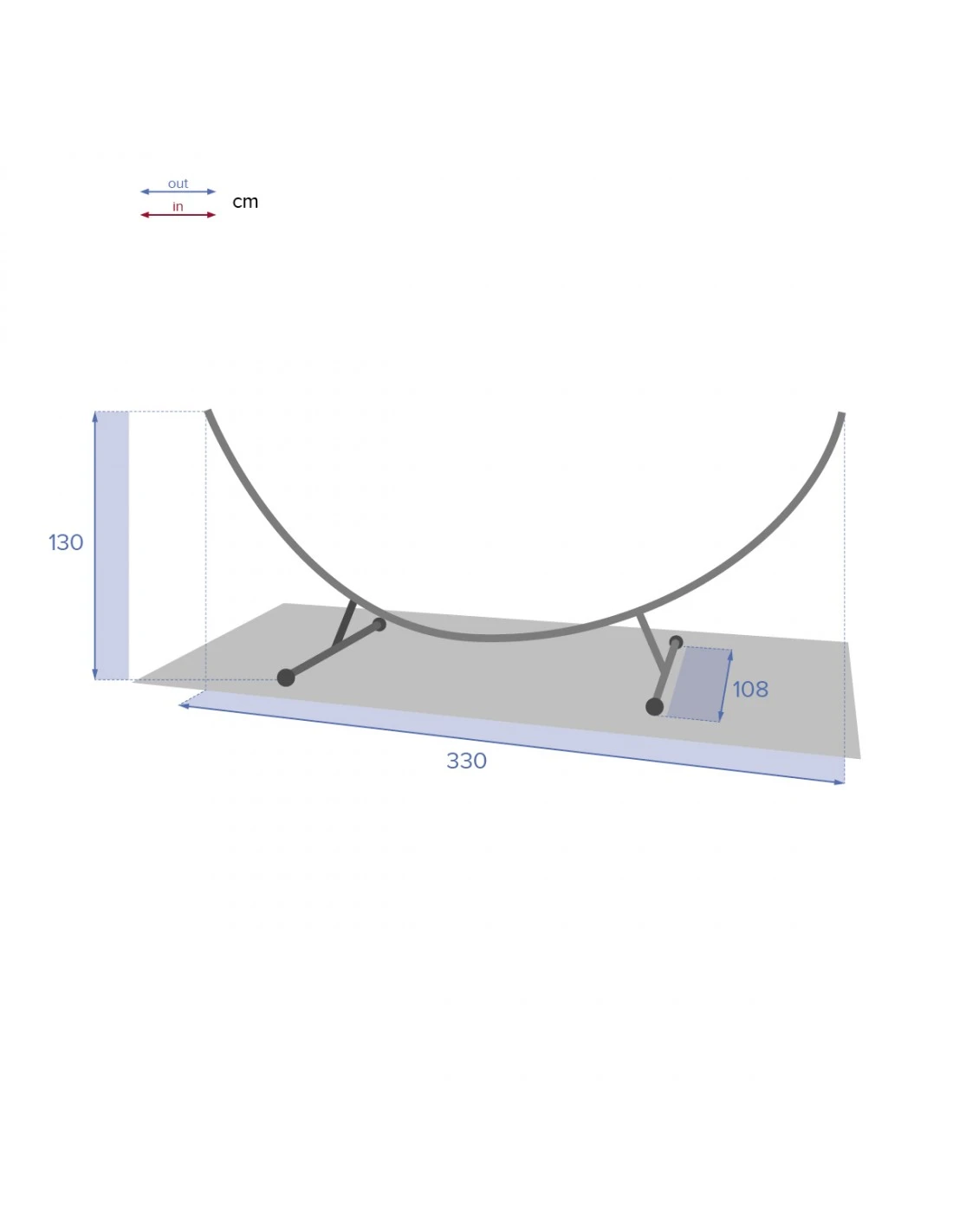 Pied De Hamac Demi-Lune - 330 X 110 X 130 Cm - Acier 4 Pied De Hamac Demi-Lune - 330 X 110 X 130 Cm - Acier – Image 4
