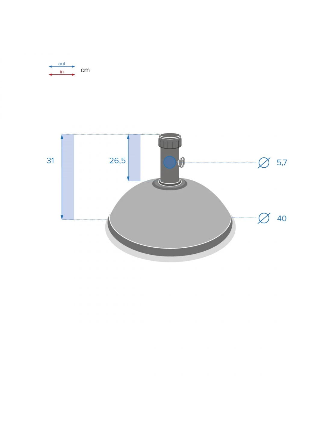 Pied De Parasol Dôme 25 Kg - Béton Et Acier Traité époxy - Gris 3 Pied De Parasol Dôme 25 Kg - Béton Et Acier Traité époxy - Gris – Image 3