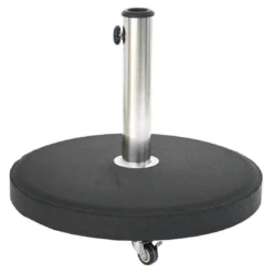 Pied De Parasol Noir Béton Rond 25 Kg - Mât Inox