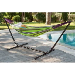 Pied Pour Hamac Réglable - L.311/395 X P.99 X H.112/145 Cm 10 Pied Pour Hamac Réglable - L.311/395 X P.99 X H.112/145 Cm -Verger Magique Soldes Boutique pied pour hamac reglable l311395 x p99 x h112145 cm 2