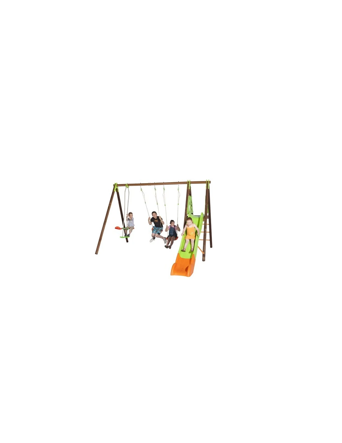 Portique AKEO Bois Et Métal 2.3 M Avec Balançoires Et Toboggan - Enfants 3/12 Ans 2 Portique AKEO Bois Et Métal 2.3 M Avec Balançoires Et Toboggan - Enfants 3/12 Ans – Image 2