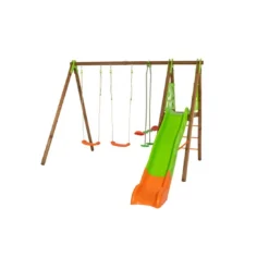 Portique AKEO Bois Et Métal 2.3 M Avec Balançoires Et Toboggan - Enfants 3/12 Ans
