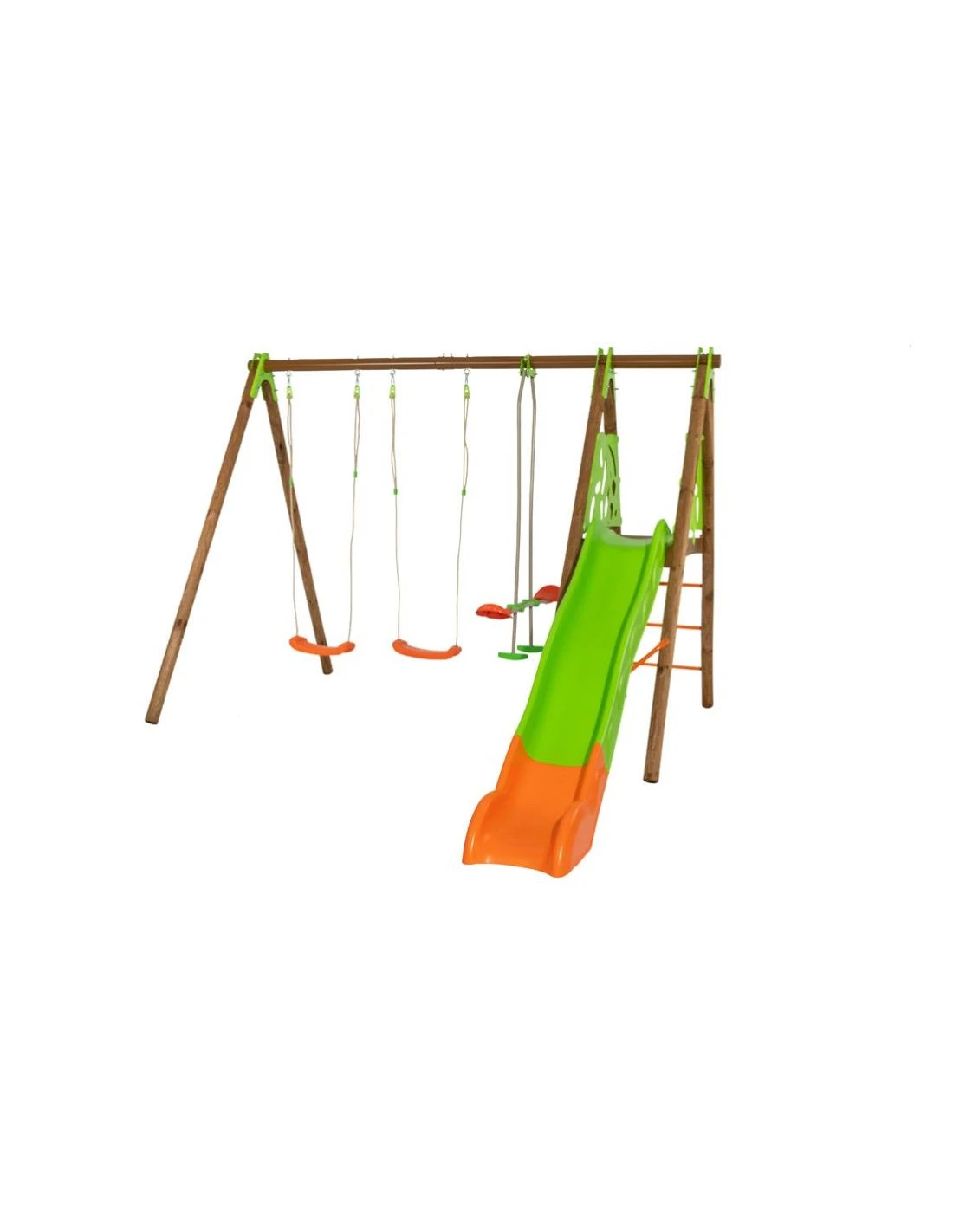 Portique AKEO Bois Et Métal 2.3 M Avec Balançoires Et Toboggan - Enfants 3/12 Ans 1 Portique AKEO Bois Et Métal 2.3 M Avec Balançoires Et Toboggan - Enfants 3/12 Ans