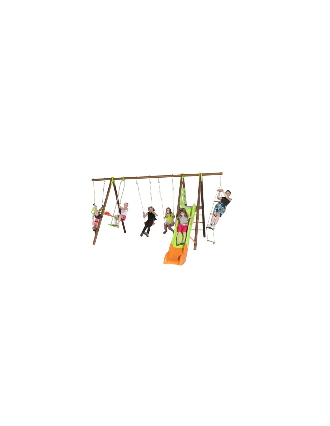 Portique OCTAVO Bois Et Métal 2.3 M Avec Balançoires Et Toboggan - Enfants 3/12 Ans 2 Portique OCTAVO Bois Et Métal 2.3 M Avec Balançoires Et Toboggan - Enfants 3/12 Ans – Image 2