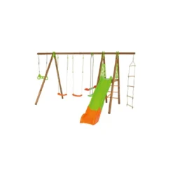 Portique OCTAVO Bois Et Métal 2.3 M Avec Balançoires Et Toboggan - Enfants 3/12 Ans