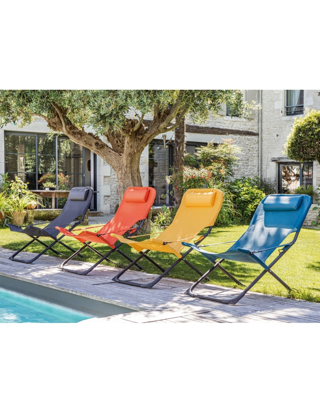 Relax De Jardin Pliant Easy - Graphite / Bleu 4 Relax De Jardin Pliant Easy - Graphite / Bleu – Image 4
