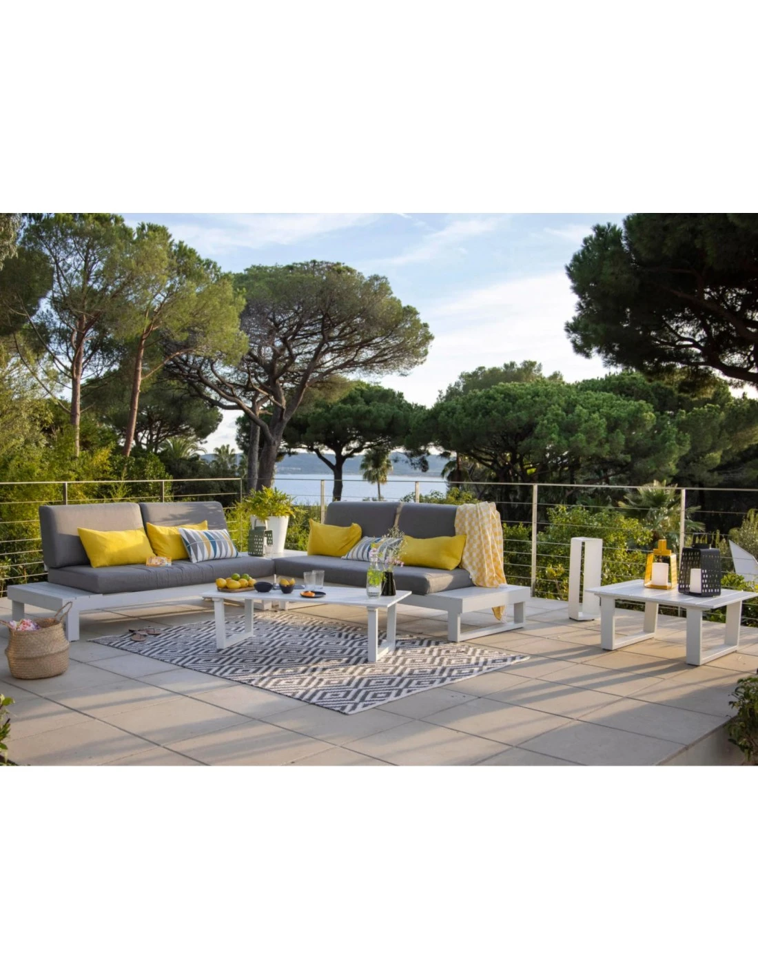 Salon D'angle Staten Avec Tablettes - Blanc 1 Salon D'angle Staten Avec Tablettes - Blanc