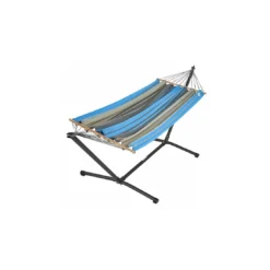 Set Hamac Metalik - Hamac Avec Support - Jobek - Turquoise Anthracite XL 140X300