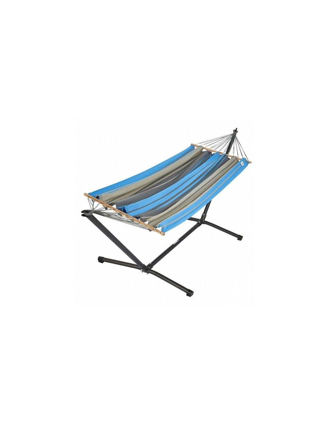 Set Hamac Metalik - Hamac Avec Support - Jobek - Turquoise Anthracite XL 140X300 1 Set Hamac Metalik - Hamac Avec Support - Jobek - Turquoise Anthracite XL 140X300