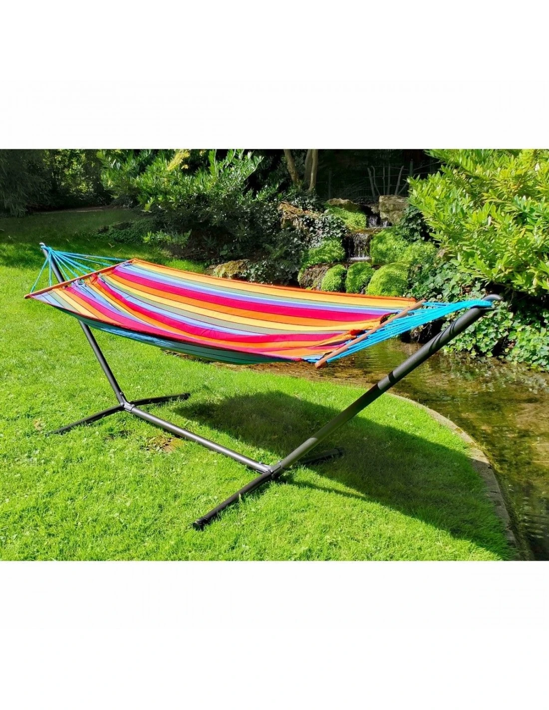 Set Hamac Metalik - Hamac Avec Support - Jobek - Multicolore 2 Set Hamac Metalik - Hamac Avec Support - Jobek - Multicolore – Image 2