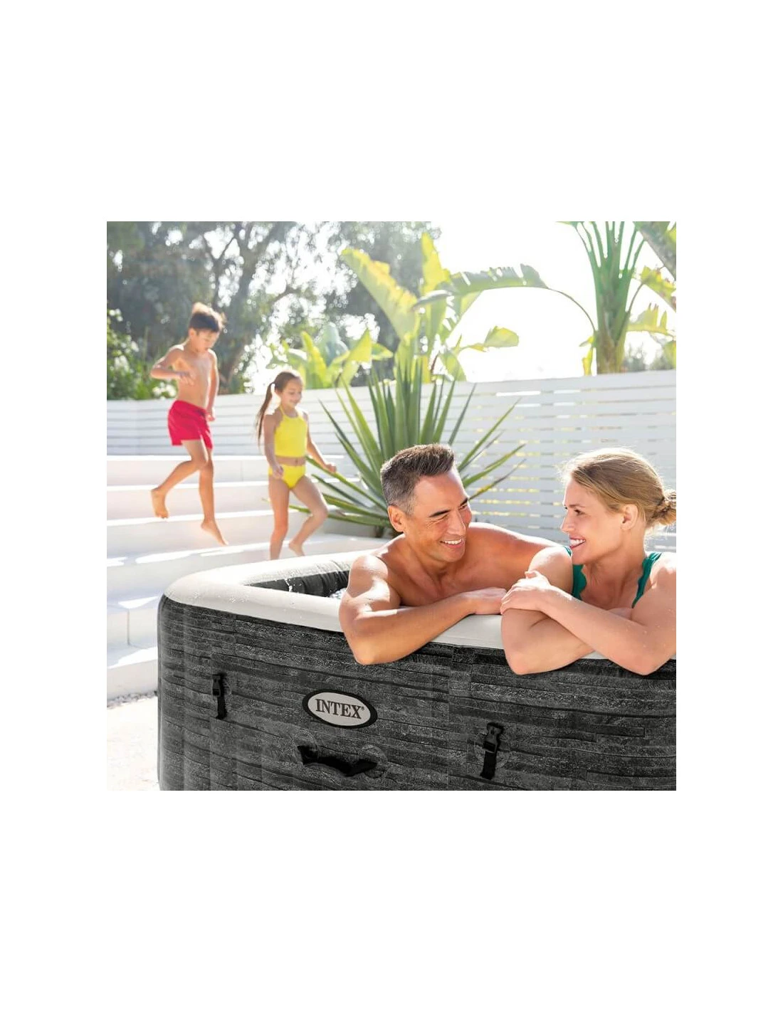 Spa Gonflable Carré Bulles Ardoise Pour 4 Personnes 2 Spa Gonflable Carré Bulles Ardoise Pour 4 Personnes – Image 2