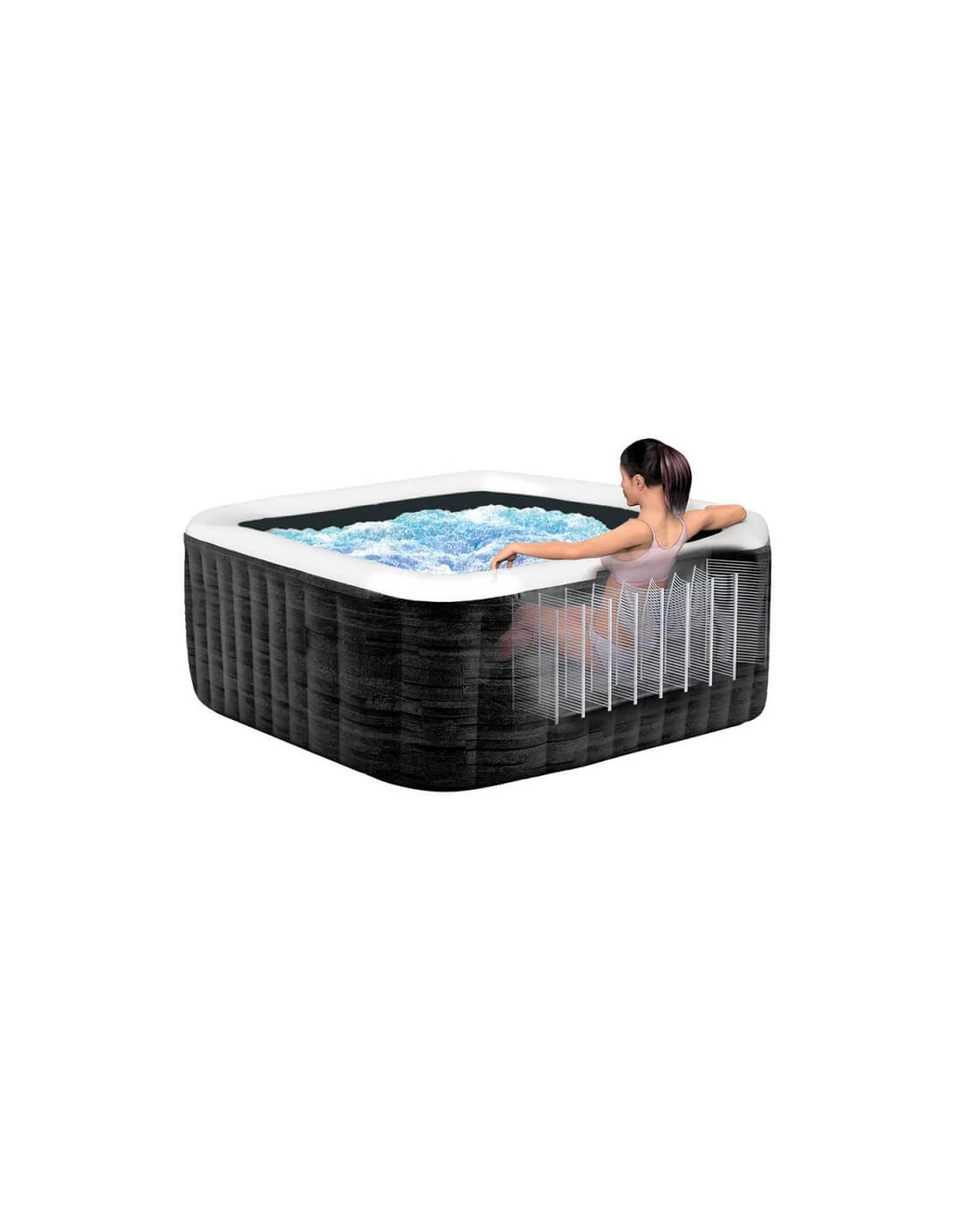 Spa Gonflable Carré Bulles Ardoise Pour 4 Personnes 5 Spa Gonflable Carré Bulles Ardoise Pour 4 Personnes – Image 5