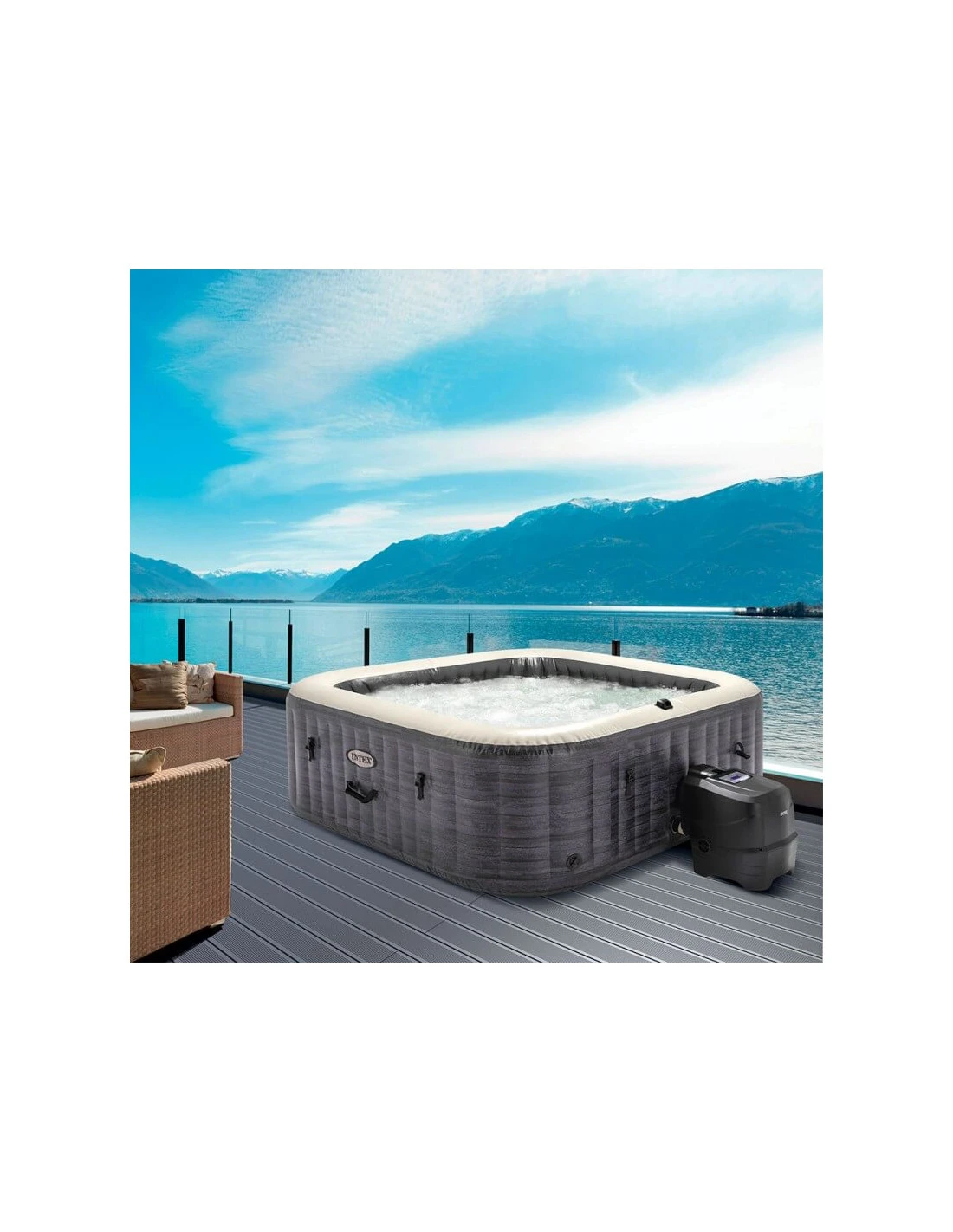 Spa Gonflable Carré Bulles Ardoise Pour 4 Personnes 6 Spa Gonflable Carré Bulles Ardoise Pour 4 Personnes – Image 6