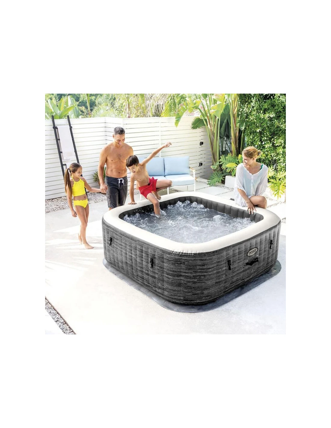 Spa Gonflable Carré Bulles Ardoise Pour 4 Personnes 10 Spa Gonflable Carré Bulles Ardoise Pour 4 Personnes – Image 10