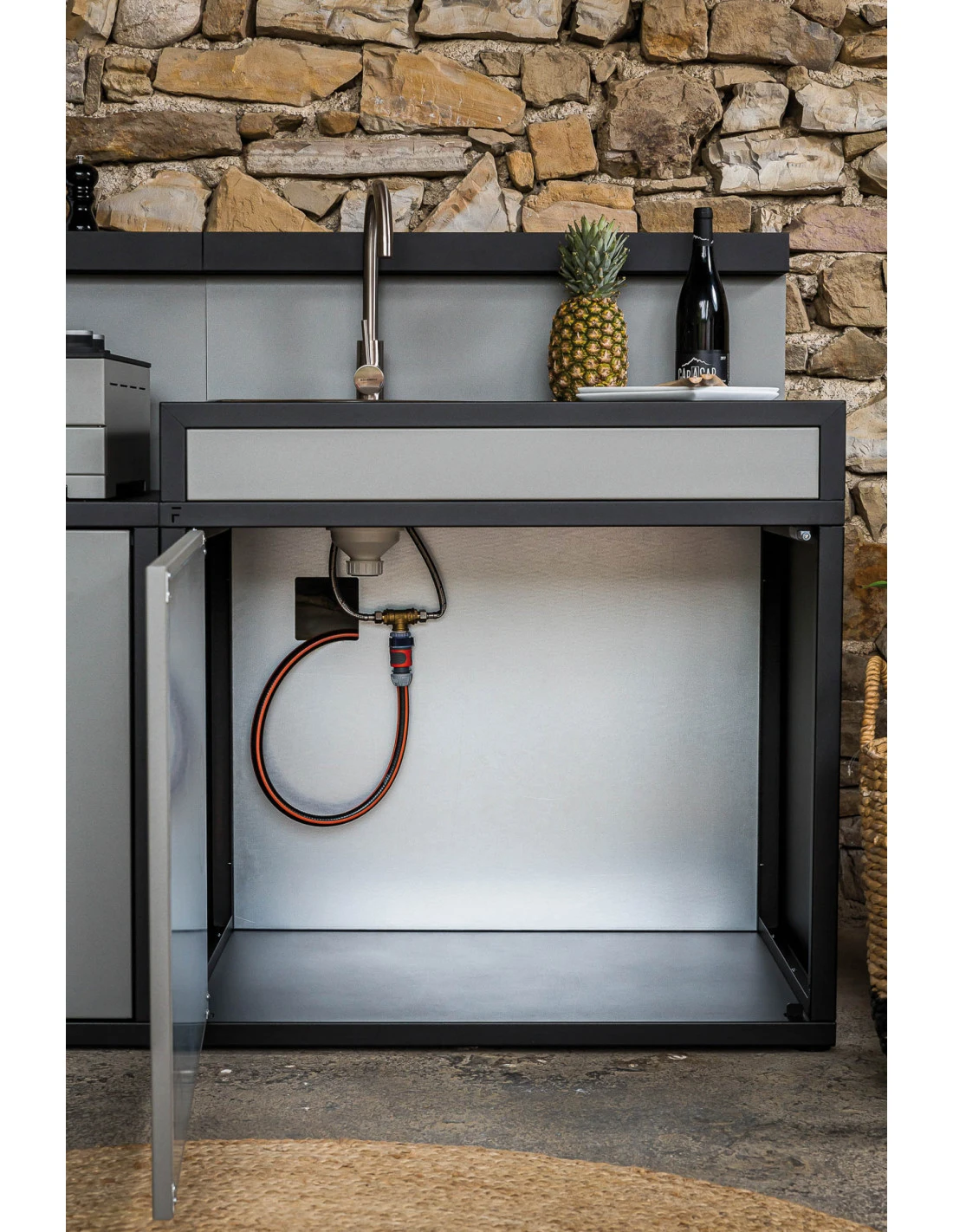 Support évier SEAF NG En Acier Noir Et Gris Clair - Forge Adour 2 Support évier SEAF NG En Acier Noir Et Gris Clair - Forge Adour – Image 2