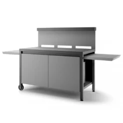 Table Roulante Crédence Acier Fermée Noir Et Gris Clair TRCAF NG - Forge Adour