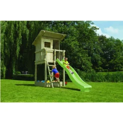 Tour De Jeux Beach Hut+toboggan Vert Pomme Au Choix