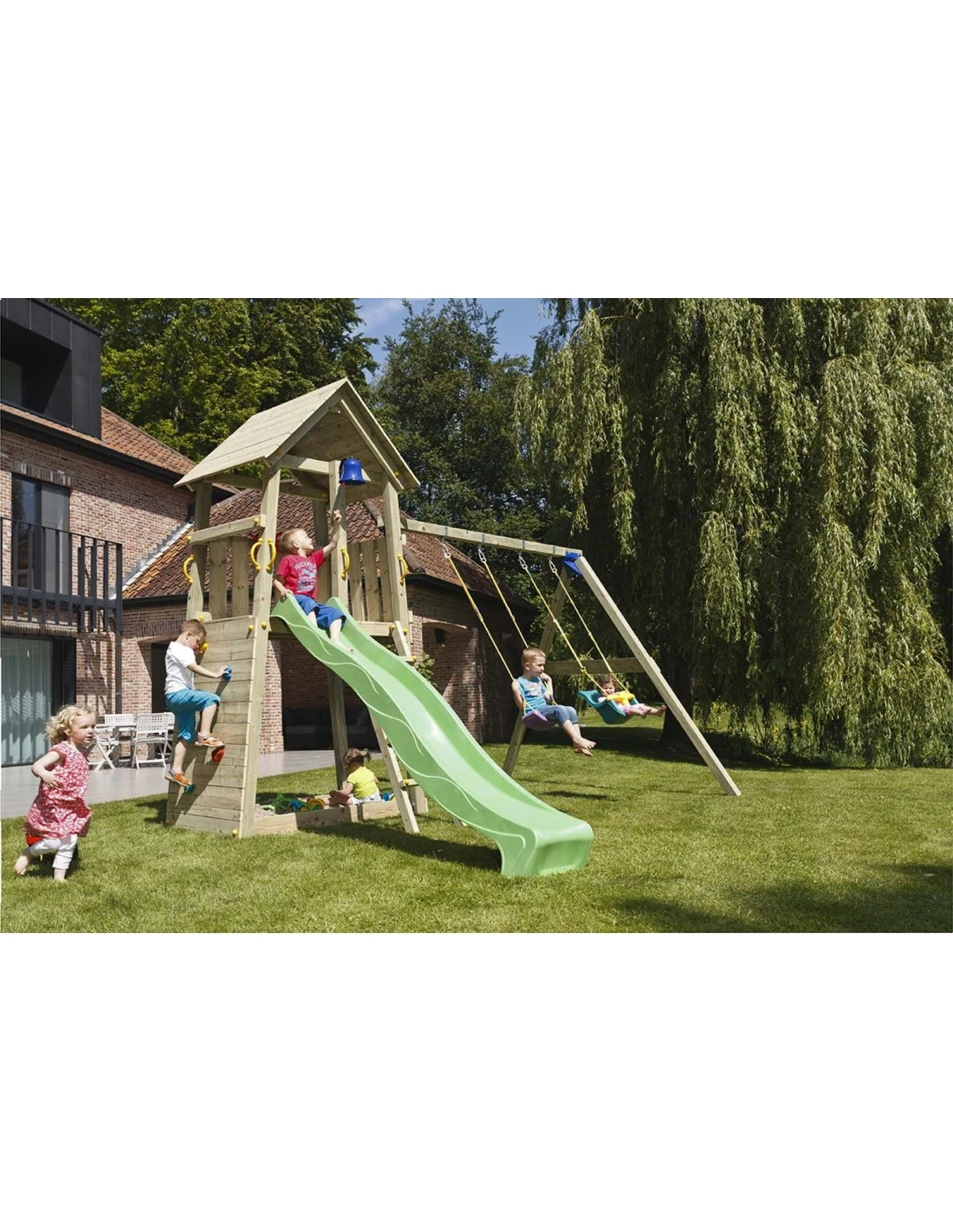 Tour De Jeux Belvédère+swing Module+toboggan Au Choix 1 Tour De Jeux Belvédère+swing Module+toboggan Au Choix