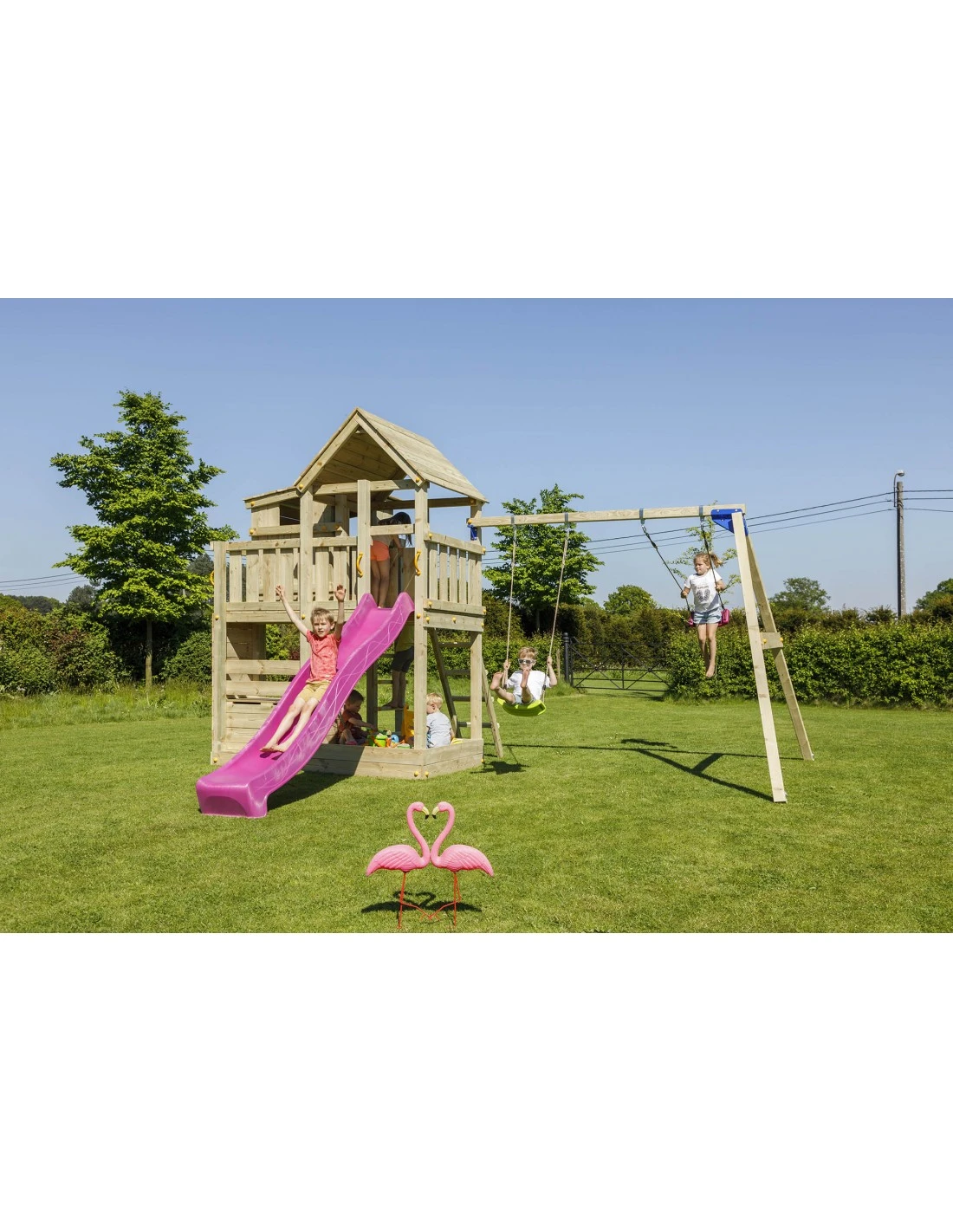Tour De Jeux Palazzo+swing Module Avec Toboggan De 2.9 M 1 Tour De Jeux Palazzo+swing Module Avec Toboggan De 2.9 M
