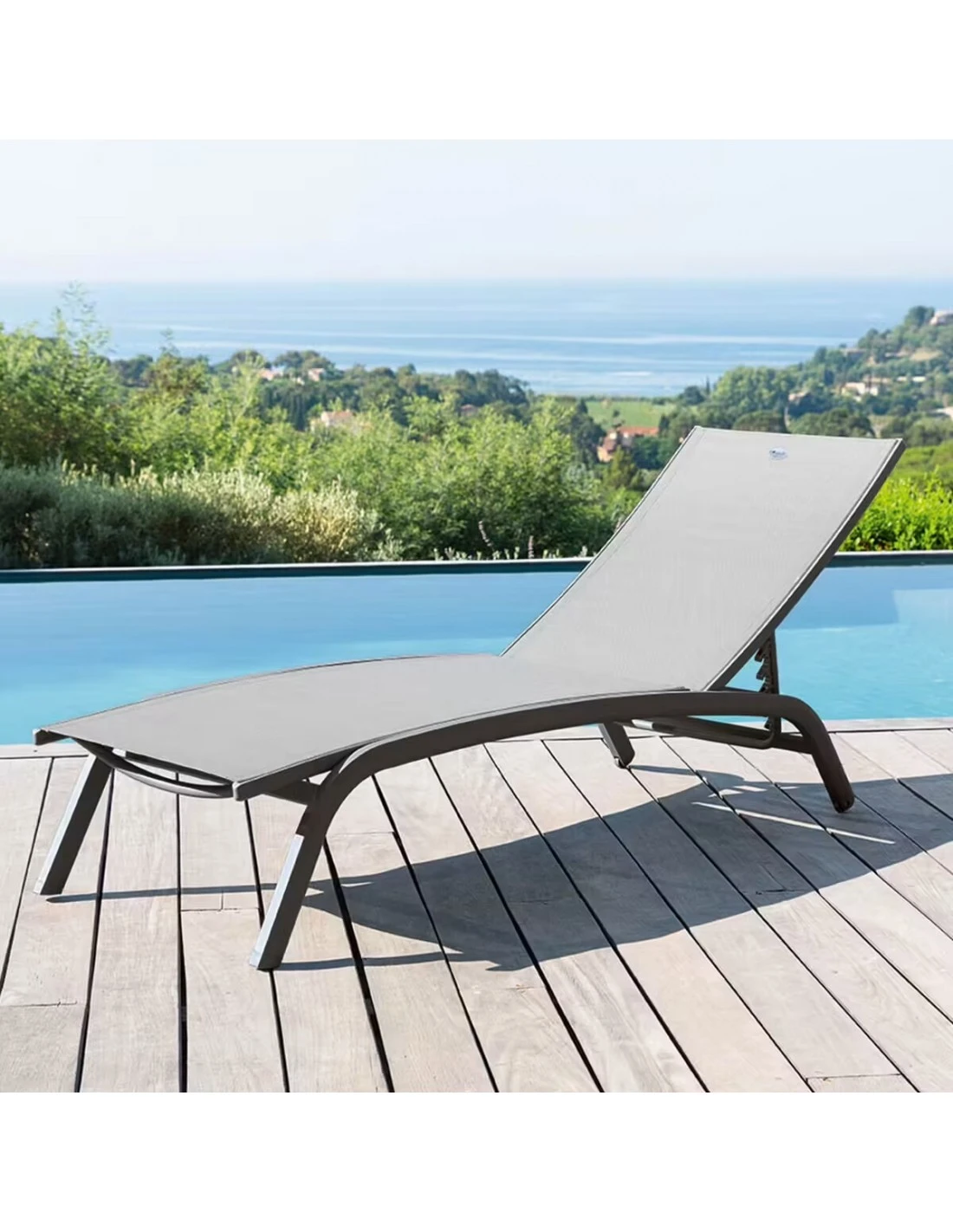 Transat Bonao 4 Positions - Aluminium Et Texaline - Graphite / Galet 2 Transat Bonao 4 Positions - Aluminium Et Texaline - Graphite / Galet – Image 2