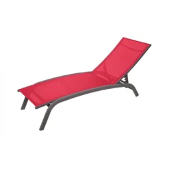 Transat Bonao 4 Positions - Aluminium Et Texaline - Graphite / Grenade