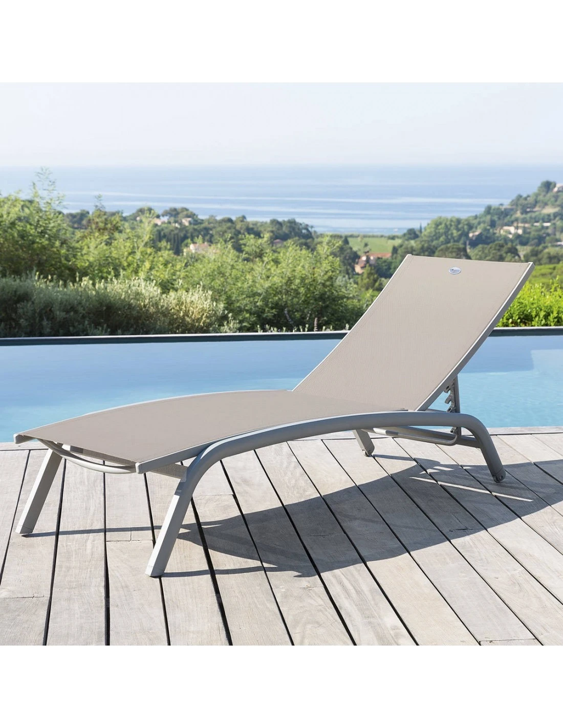 Transat Bonao 4 Positions - Aluminium Et Texaline - Silver / Taupe 1 Transat Bonao 4 Positions - Aluminium Et Texaline - Silver / Taupe