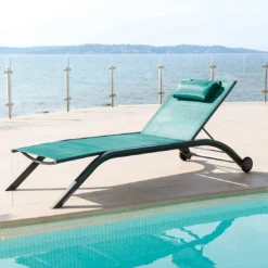 Transat De Jardin Milenio - 5 Positions - Aluminium Et Texaline - Graphite / Émeraude