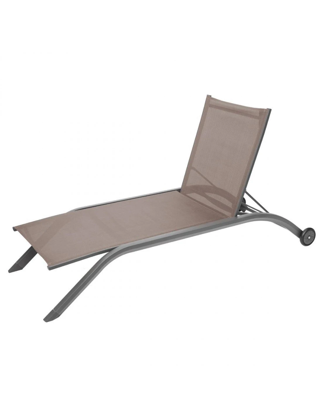 Transat De Jardin Milenio - 5 Positions - Aluminium Et Texaline - Noisette / Tonka 2 Transat De Jardin Milenio - 5 Positions - Aluminium Et Texaline - Noisette / Tonka – Image 2