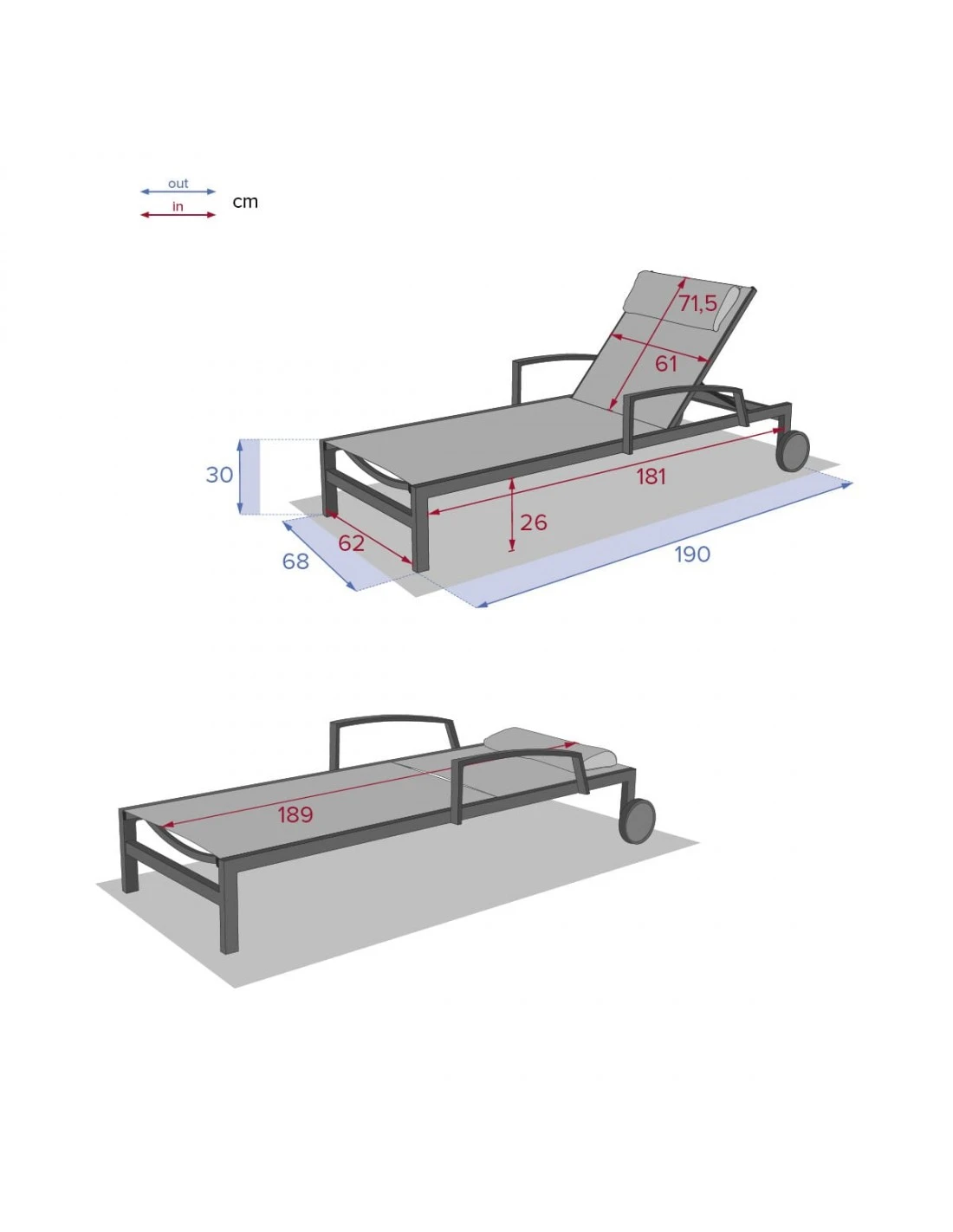 Transat De Jardin Ocala 4 Positions Aluminium Et Texaline - Graphite / Bleu Canard 7 Transat De Jardin Ocala 4 Positions Aluminium Et Texaline - Graphite / Bleu Canard – Image 7