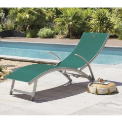 Transat Pliant Samba - 4 Positions - Aluminium Anodisé - Emeraude