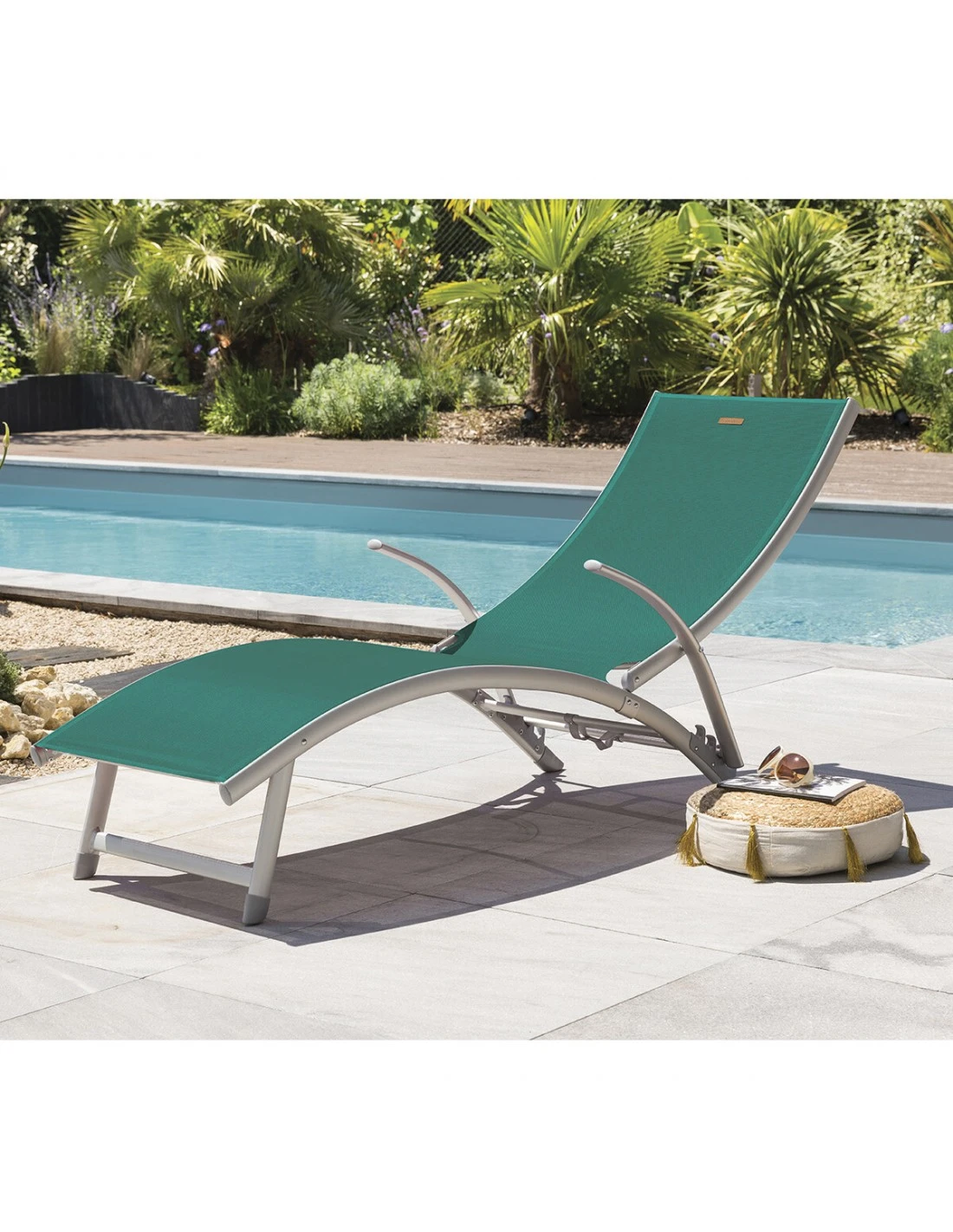 Transat Pliant Samba - 4 Positions - Aluminium Anodisé - Emeraude 1 Transat Pliant Samba - 4 Positions - Aluminium Anodisé - Emeraude