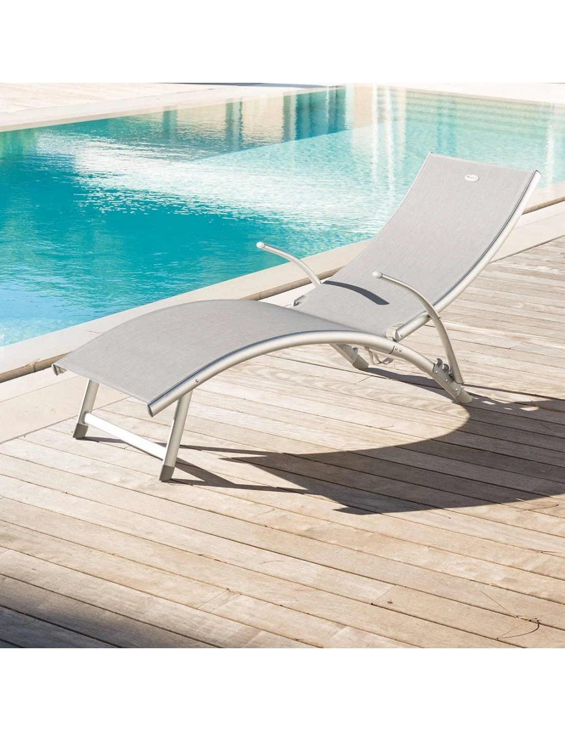 Transat Pliant Samba - 4 Positions - Aluminium Anodisé - Galet 2 Transat Pliant Samba - 4 Positions - Aluminium Anodisé - Galet – Image 2