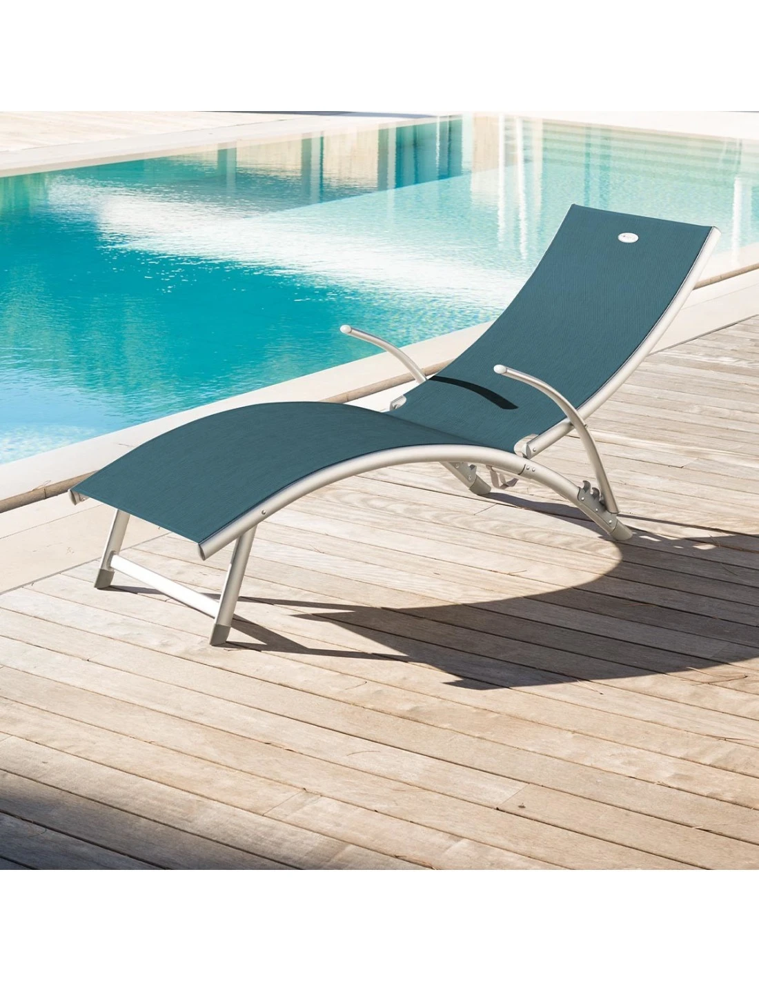 Transat Pliant Samba - 4 Positions - Aluminium Anodisé - Graphite / Bleu Canard 1 Transat Pliant Samba - 4 Positions - Aluminium Anodisé - Graphite / Bleu Canard