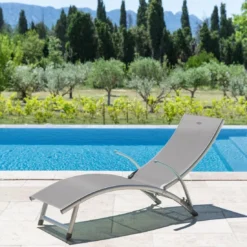 Transat Pliant Samba - 4 Positions - Aluminium Anodisé - Taupe